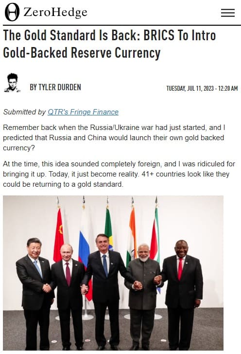 2023年7月11日 Zero Hedgeへのリンク画像です。